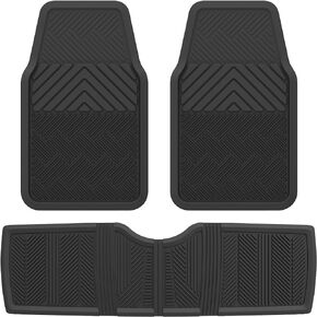 ClimaTex Heavy Duty Car, Truck, Van, and SUV Automotive Floor Mat for Back Seat Protection, Weatherproof Deep Channel No-Slip Front Seat Floor Mats, 2 Piece Set, Black
