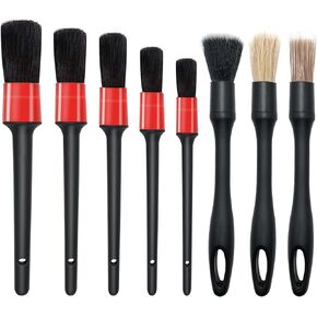 مجموعة 8 فرش لتفصيل السيارة، 3 قطع من شعر الخنزير الطبيعي، أداة تنظيف فائقة النعومة، فرش تفصيلية تلقائية + 5 مجموعة فرش تنظيف بلاستيكية للسيارات لتنظيف عجلات المحرك وشعارات لوحة القيادة وفتحات الهواء in Kuwait