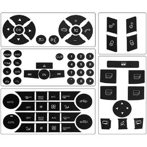 RDBS Interior Button Repair Kit Steering Wheel | AC | Window | Radio | Number | Door & Air Conditioner Decals Stickers for 2007-2014 Mercedes Benz W204 C250 C350 E-Class ML GL GLK