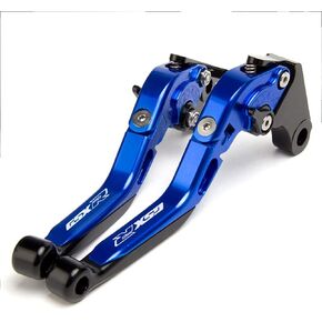 Motorcycle CNC Adjustable Folding Extendable Brake Clutch Levers for Suzuki GSX-R 600 1997-2003 GSX-R 750 1996-2003 GSX-R 1000 2001-2004 (Blue)