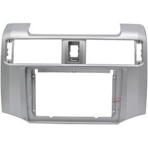 9'' Car Radio Stereo Dash Frame Fascia Bezel Panel Compatible for Toyota 4 Runner 2010 11 12 13 14 15 16 17 18 19 Install Mount Kit Silver