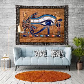 Eye of Providence Tapestry, Vintage Egyptian Hieroglyphic Carving Wall Decoration 60x40 Inch Flannel Tapestry for Living Room Bedroom Decoration Background GTLMIE1213 in Kuwait