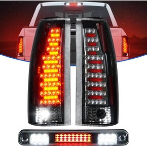 LED Tail Lights + 3rd Brake Light Fit for Chevy & for GMC C/K 1500 2500 3500 88-99, for Chevy Silverado 94-98, for Chevy Blazer 92-94 (Clear Lens)