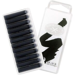 Thornton's Luxury Goods Short Standard International Fountain Pen Ink Cartridges Black Pack of 12 Convenient and Mess Free