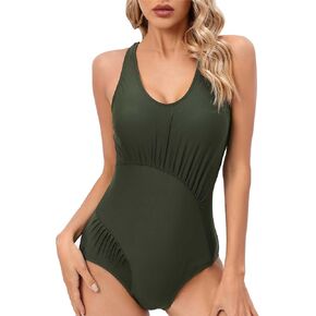 Women's One Piece Swimsuit Tummy Control Adjustable Bathing Suits Slimming Ruched Swimwear