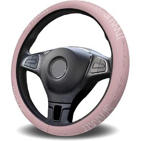 Steering Wheel Covers Sparkle Positive Energy Text Universal Steering Wheel Covers Pink Background Automotive Steering Wheel Grip Wrap Car Interior Accessories Protective Case Cover for Suv, Truck
