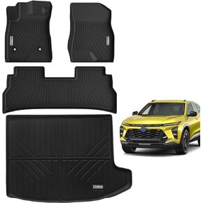 Floor Mats 2 Row Liners Set &Cargo Liner for 2024 Chevrolet Chevy Trax，TPE All Weather Waterproof Protection Car Floor Liners & Trunk mat Accessories for 2024 Chevrolet Trax-Black