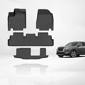Floor Mats Custom for Nissan Pathfinder 2013-2020/Infiniti QX60 2014-2020/JX35 2013 Waterproof Car Mats All Weather Mats Guard Automotive Floor Liners Front& Rear& 3rd Row Full Set Black