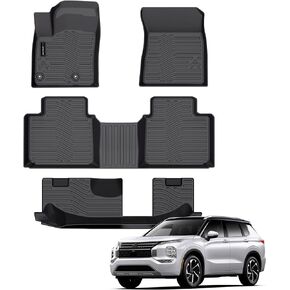All Weather Floor Mats Fit for Mitsubishi Outlander 2022 2023 2024(Not phev or Sport) TPE Rubber Liners Outlander Accessories All Season Guard Odorless Anti-Slip Floor Mats 3 Row