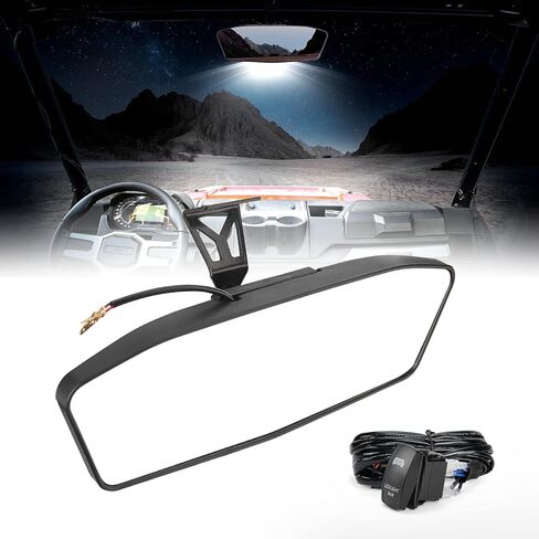 مرآة مركزية LED UTV من KEMIMOTO مع ضوء متوافق مع 2017-2023 Can Am Maverick Trail Sport MAX 2021 2022 2023 قائد، مرآة الرؤية الخلفية تحل محل OEM #715003638 715004924 in Saudi Arabia