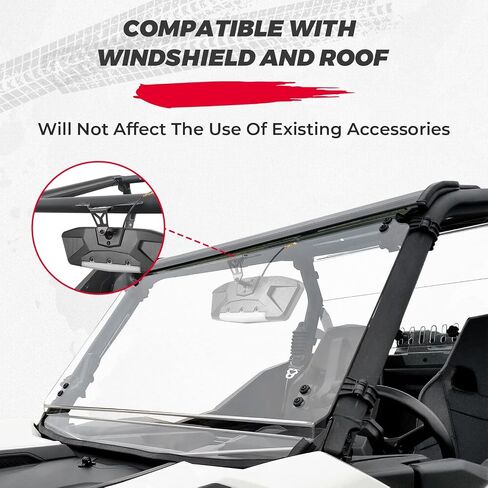 مرآة مركزية LED UTV من KEMIMOTO مع ضوء متوافق مع 2017-2023 Can Am Maverick Trail Sport MAX 2021 2022 2023 قائد، مرآة الرؤية الخلفية تحل محل OEM #715003638 715004924 in Saudi Arabia