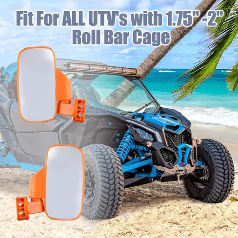 X AUTOHAUX UTV Rear View Side Mirrors Set Orange For Polaris RZR XP Crew 570 800 900 1000 for Ranger in Saudi Arabia