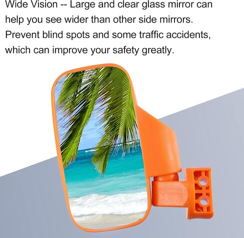 X AUTOHAUX UTV Rear View Side Mirrors Set Orange For Polaris RZR XP Crew 570 800 900 1000 for Ranger in Saudi Arabia