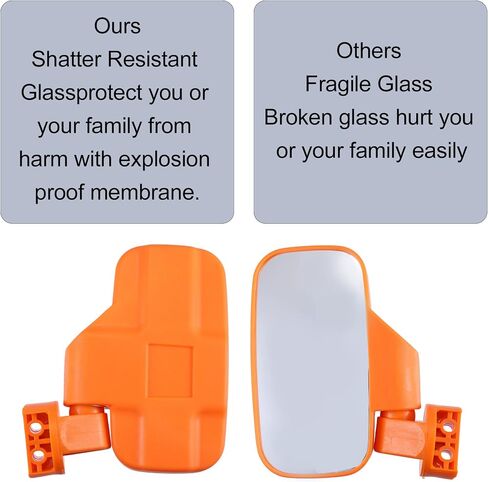 X AUTOHAUX UTV Rear View Side Mirrors Set Orange For Polaris RZR XP Crew 570 800 900 1000 for Ranger in Saudi Arabia