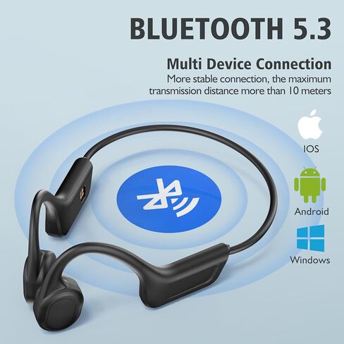 Bone Conduction Swimming Headphones,Waterproof IP68,Wireless Bluetooth 5.3 Earphones with Microphone, Built-in 32GB TF for Music Play Open Ear Bluetooth Headphones for Running,Swimming,Diving(Black) in Kuwait