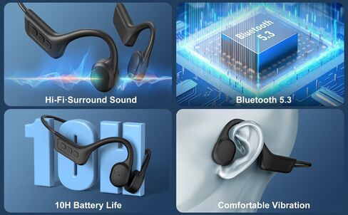 Bone Conduction Swimming Headphones,Waterproof IP68,Wireless Bluetooth 5.3 Earphones with Microphone, Built-in 32GB TF for Music Play Open Ear Bluetooth Headphones for Running,Swimming,Diving(Black) in Kuwait