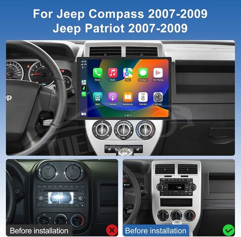 راديو ستيريو للسيارة Android 13 لسيارة Jeep Compass Patriot 2007 2008 2009 13.1 بوصة IPS شاشة تعمل باللمس راديو السيارة مع Carplay اللاسلكي وAndroid Auto WiFi GPS BT FM/AM كاميرا احتياطية in Kuwait