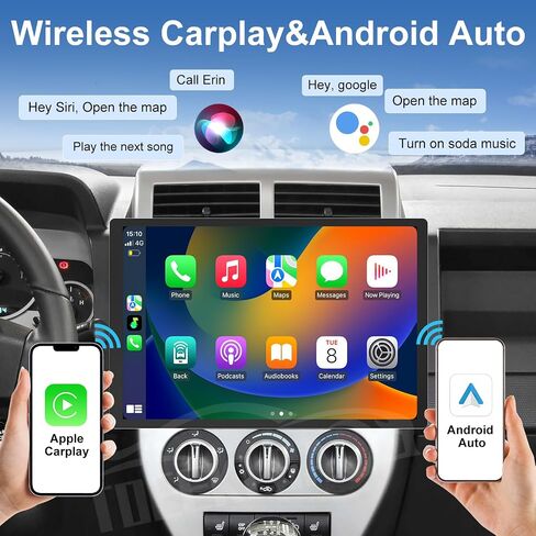 راديو ستيريو للسيارة Android 13 لسيارة Jeep Compass Patriot 2007 2008 2009 13.1 بوصة IPS شاشة تعمل باللمس راديو السيارة مع Carplay اللاسلكي وAndroid Auto WiFi GPS BT FM/AM كاميرا احتياطية in Kuwait
