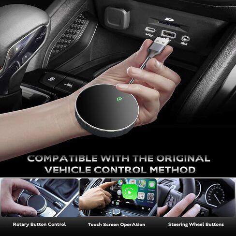 Wireless CarPlay Adapter Carplay Wireless Adapter for Apple 2024 Upgrade Plug & Play Dongle Connect Fast Easy Use Fit for Factory Wired Carplay Cars 2015+ & for Apple iPhone iOS 10+ Black in Saudi Arabia