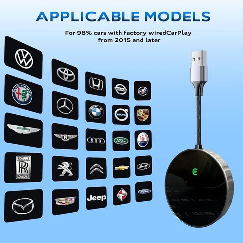 Wireless CarPlay Adapter Carplay Wireless Adapter for Apple 2024 Upgrade Plug & Play Dongle Connect Fast Easy Use Fit for Factory Wired Carplay Cars 2015+ & for Apple iPhone iOS 10+ Black in Saudi Arabia