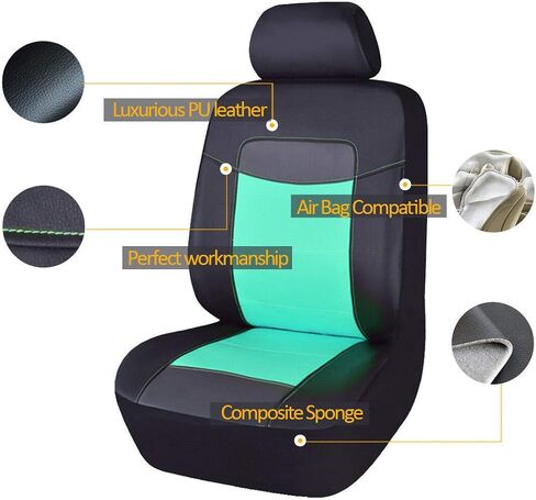 Flying Banner Car Seat Covers Full Set Front Seats and Rear Faux Leather Cover Waterproof Bench Black in Saudi Arabia