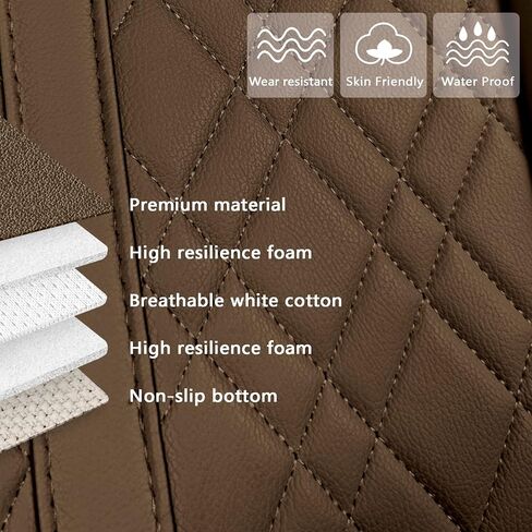 2 Pack Car Seat Cover for Front Car Seat Bottom,Premium PU Leather Seat Cushion Protector Upgraded Without Backrest with Storage Pocket,Full Wrapping Edge Works with Sedan SUV Pickup Minivan (Z BEIGE) in Kuwait