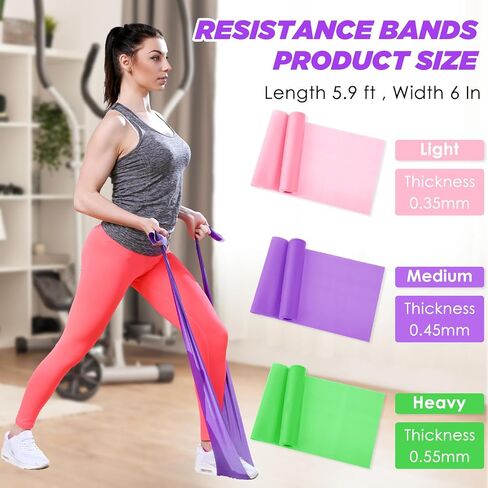 3 قطع من أربطة المقاومة المقاومة مجموعة 5.9 قدم أربطة تدريب طويلة جدًا وأربطة علاج طبيعي وأربطة مرنة للمنزل وصالة الألعاب الرياضية ورفع الأثقال وتدريبات القوة واليوجا والبيلاتس in Kuwait