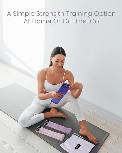 مجموعة أربطة مقاومة من القماش من LIONSCOOL مكونة من 3 - أربطة تمرين أنيقة ومتينة مع تصميم مانع للانزلاق - ثلاثة مستويات مقاومة لجميع مستويات اللياقة البدنية - محمولة وفعالة لتنغيم الجسم ونحته in Kuwait