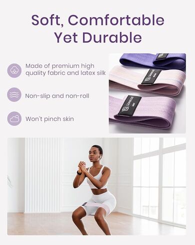 مجموعة أربطة مقاومة من القماش من LIONSCOOL مكونة من 3 - أربطة تمرين أنيقة ومتينة مع تصميم مانع للانزلاق - ثلاثة مستويات مقاومة لجميع مستويات اللياقة البدنية - محمولة وفعالة لتنغيم الجسم ونحته in Kuwait