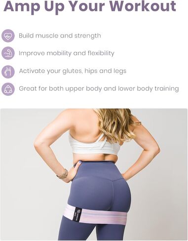 مجموعة أربطة مقاومة من القماش من LIONSCOOL مكونة من 3 - أربطة تمرين أنيقة ومتينة مع تصميم مانع للانزلاق - ثلاثة مستويات مقاومة لجميع مستويات اللياقة البدنية - محمولة وفعالة لتنغيم الجسم ونحته in Kuwait