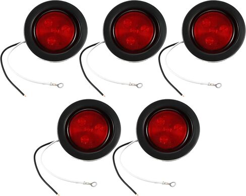 5 Pcs 2.5" Universal LED Trailer Lights Marker Lights - Trailer Truck Rvs Camper Brake Turn Signal Lights Waterproof - Plastic Red Light in Saudi Arabia