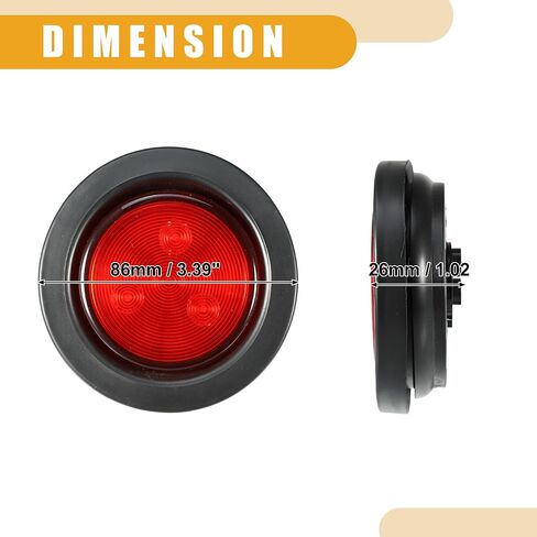 5 Pcs 2.5" Universal LED Trailer Lights Marker Lights - Trailer Truck Rvs Camper Brake Turn Signal Lights Waterproof - Plastic Red Light in Saudi Arabia