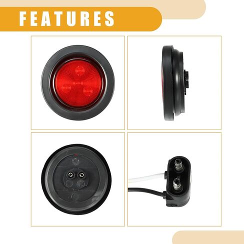 5 Pcs 2.5" Universal LED Trailer Lights Marker Lights - Trailer Truck Rvs Camper Brake Turn Signal Lights Waterproof - Plastic Red Light in Saudi Arabia