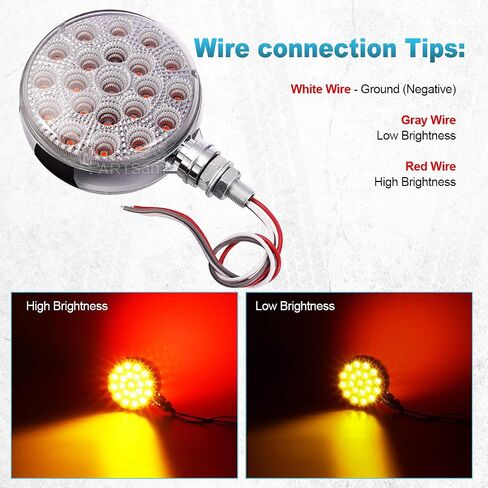 Partsam 2 قطعة مصابيح LED مستديرة مزدوجة الوجه بعدسات شفافة LED إيقاف / دوران / ذيل وقوف السيارات 42LED مع غطاء مصبوب من الكروم لمقطورات نصف الشاحنات in Saudi Arabia