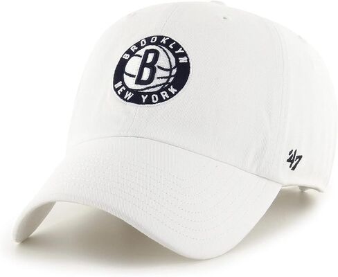 '47 NBA Unisex-Adult Clean Up Adjustable Hat Cap One Size Fits All (Brooklyn Nets White) in Saudi Arabia