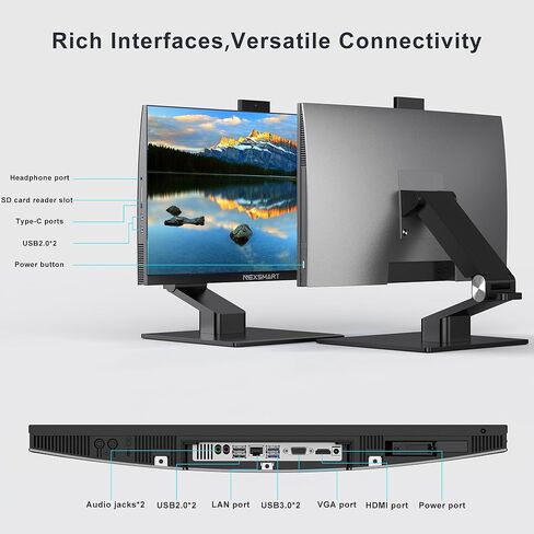 All-in-One Desktop Computer 23.8 inches Core i7-4810MQ ISP FHD Touch Screen All-in-One PC 8GB RAM 512GB SSD Pop-up Camera Dual Band WiFi Blutooth 4.2 Type-C -3 to 60 °Adjusted Screen in Kuwait