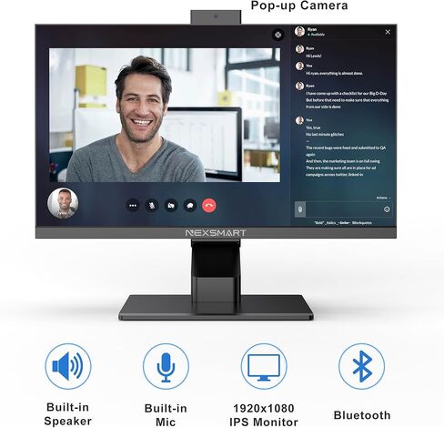 All-in-One Desktop Computer 23.8 inches Core i7-4810MQ ISP FHD Touch Screen All-in-One PC 8GB RAM 512GB SSD Pop-up Camera Dual Band WiFi Blutooth 4.2 Type-C -3 to 60 °Adjusted Screen in Kuwait