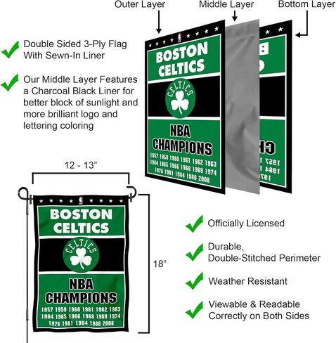 Boston Celtics 17 Time Champions Double Sided Garden Flag in Saudi Arabia