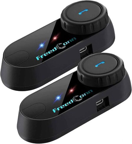 FreedConn TCOM-VB خوذة دراجة نارية بلوتوث إنترفون سماعة رأس مجموعة أنظمة الاتصالات، لراكبين أو 3 راكبين، راديو FM/الهاتف المحمول/MP3/GPS متصل/نطاق 800 متر / حر اليدين (عبوتان) in Saudi Arabia