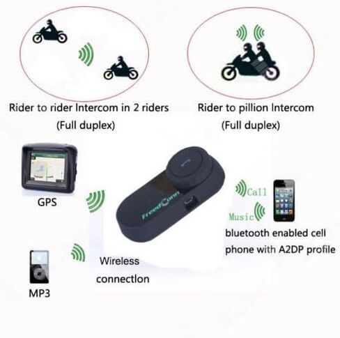 FreedConn TCOM-VB خوذة دراجة نارية بلوتوث إنترفون سماعة رأس مجموعة أنظمة الاتصالات، لراكبين أو 3 راكبين، راديو FM/الهاتف المحمول/MP3/GPS متصل/نطاق 800 متر / حر اليدين (عبوتان) in Saudi Arabia