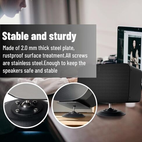 shinar Metal Desktop Speaker Stand Table Desk Stand Compatible with Sonos Era 300 Sonos Five Play:5 with Adjustable Tilt and Swivel Table Mount Holder Accessories for Small Speakers Supports 30 lb in Saudi Arabia