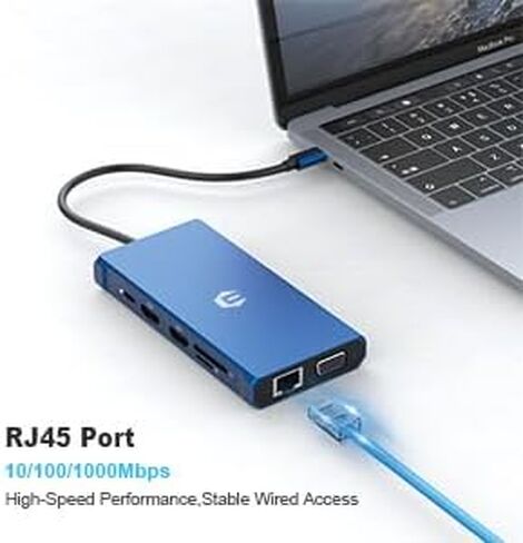 محطة إرساء USB C 12 في 1، محطة إرساء Tymyp ثلاثية العرض مع 2 x 4K HDMI وVGA وEthernet و100W PD وUSB 3.0 و4 x USBA وSD/TF تُحدث ثورة في أجهزة الكمبيوتر المحمولة والهواتف الذكية USB C in Saudi Arabia