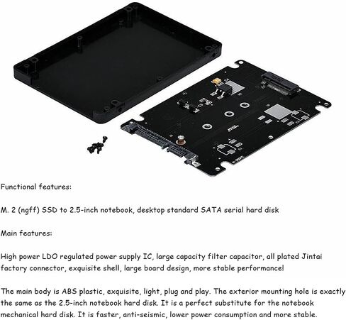 2Pcs M.2 SSD to 2.5 inch SATA Adapter M.2 (NGFF) SSD to SATA III Hard Drive Enclosure B-Key SATA Converter to SATA 3.0 Card Support 2230 2242 2260 2280 in Saudi Arabia