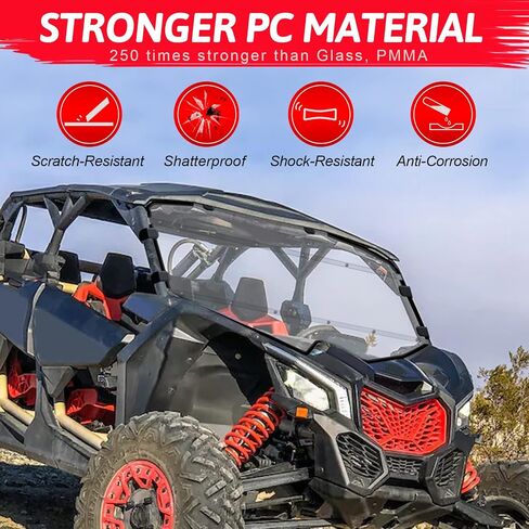 Maverick X3 Windshield - StarknightMT Scratch-Resistant X3 Windshield Compatible with Can am 2017-2022 Maverick X3 XRS XDS Turbo R Max XRS XDS， Hard-Coated Polycarbonate Maverick Windshield in Saudi Arabia