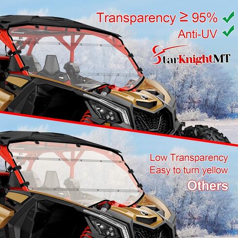 Maverick X3 Windshield - StarknightMT Scratch-Resistant X3 Windshield Compatible with Can am 2017-2022 Maverick X3 XRS XDS Turbo R Max XRS XDS， Hard-Coated Polycarbonate Maverick Windshield in Saudi Arabia