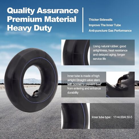 11×4.00/4.50-5 أنبوب داخلي بديل مع جذع صمام منحني TR-87 متوافق مع جزازة العشب وعربات اليد والمولدات والجرارات والشاحنات اليدوية والجزازات ومنفاخ الثلج والمزيد (عبوتان) in Kuwait