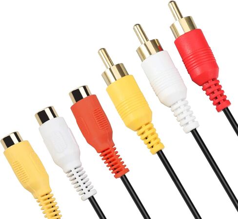 كابل تمديد 3RCA AV - مطلي بالذهب الفاخر 3 RCA ذكر إلى 3 RCA أنثى كابل تمديد الصوت والفيديو 3RCA ذكر إلى أنثى كابل تمديد الصوت المركب DVD CD AV TV (6FT) in Kuwait