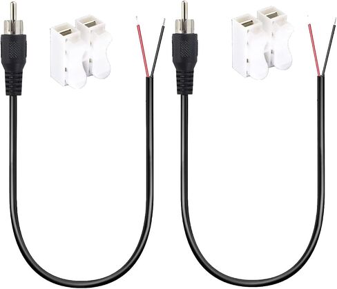 2 حزمة RCA إلى كابل الأسلاك العارية، 0.3M/1FT كابل سلك مكبر الصوت إلى الصوت ذكر RCA موصل محول جاك التوصيل لاستبدال كابل RCA مفتوح الأطراف للصوت in Saudi Arabia
