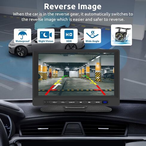 Podofo Wireless Apple Carplay Car Stereo، شاشة تشغيل سيارة محمولة 7 بوصة مع Android Auto، 12 كاميرا احتياطية عالية الدقة LED، بلوتوث، وصلة مرآة، راديو FM/AUX/SWC/TF، مناسب لجميع المركبات in Saudi Arabia