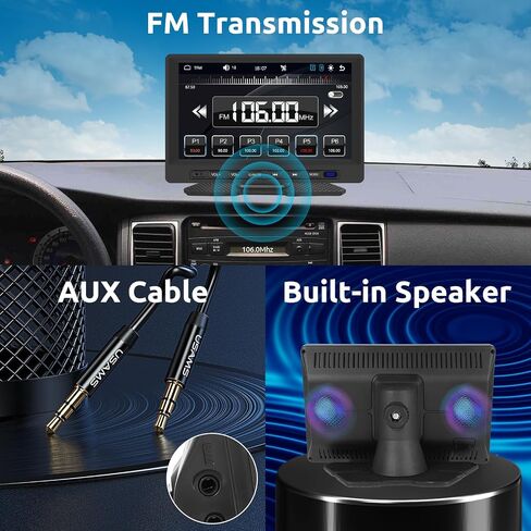 Podofo Wireless Apple Carplay Car Stereo، شاشة تشغيل سيارة محمولة 7 بوصة مع Android Auto، 12 كاميرا احتياطية عالية الدقة LED، بلوتوث، وصلة مرآة، راديو FM/AUX/SWC/TF، مناسب لجميع المركبات in Saudi Arabia